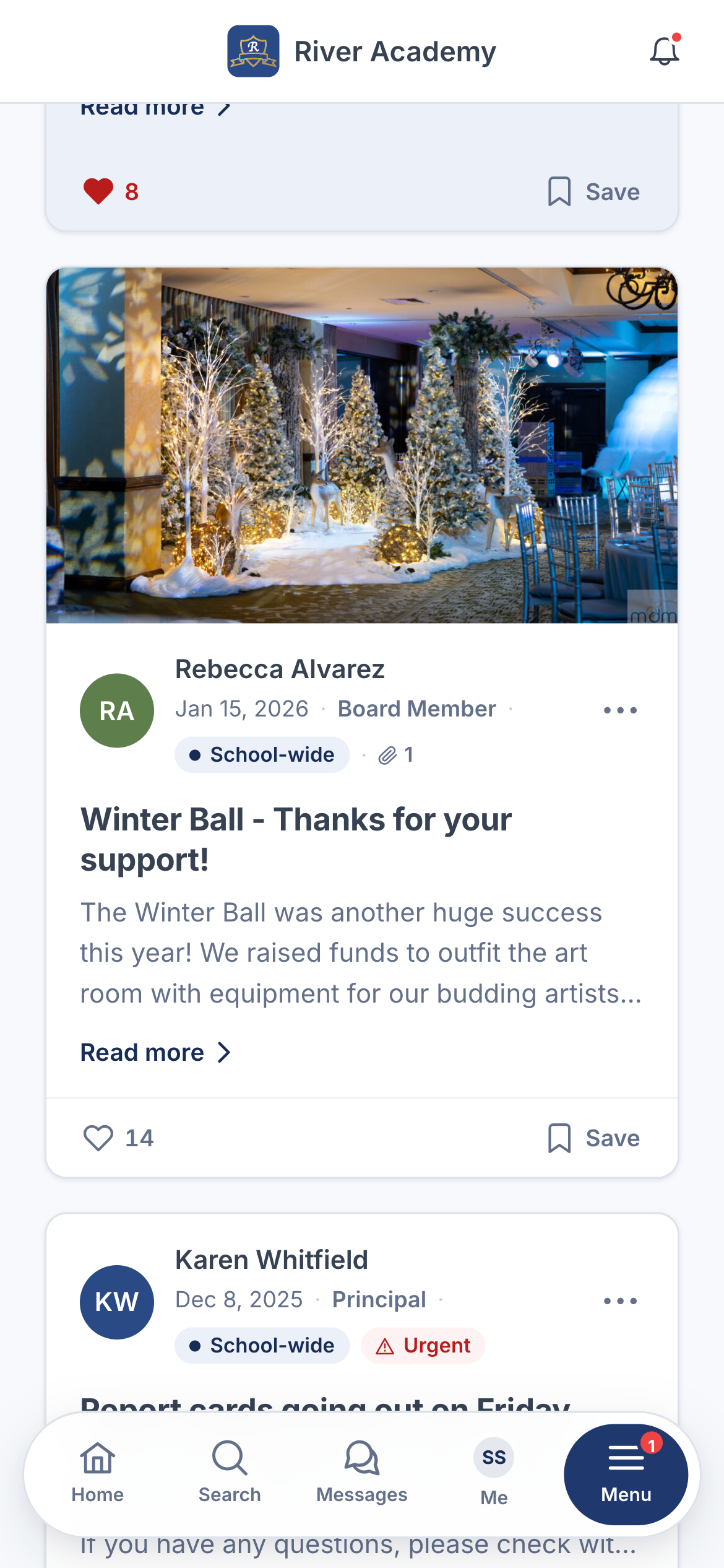 Announcements — mobile view