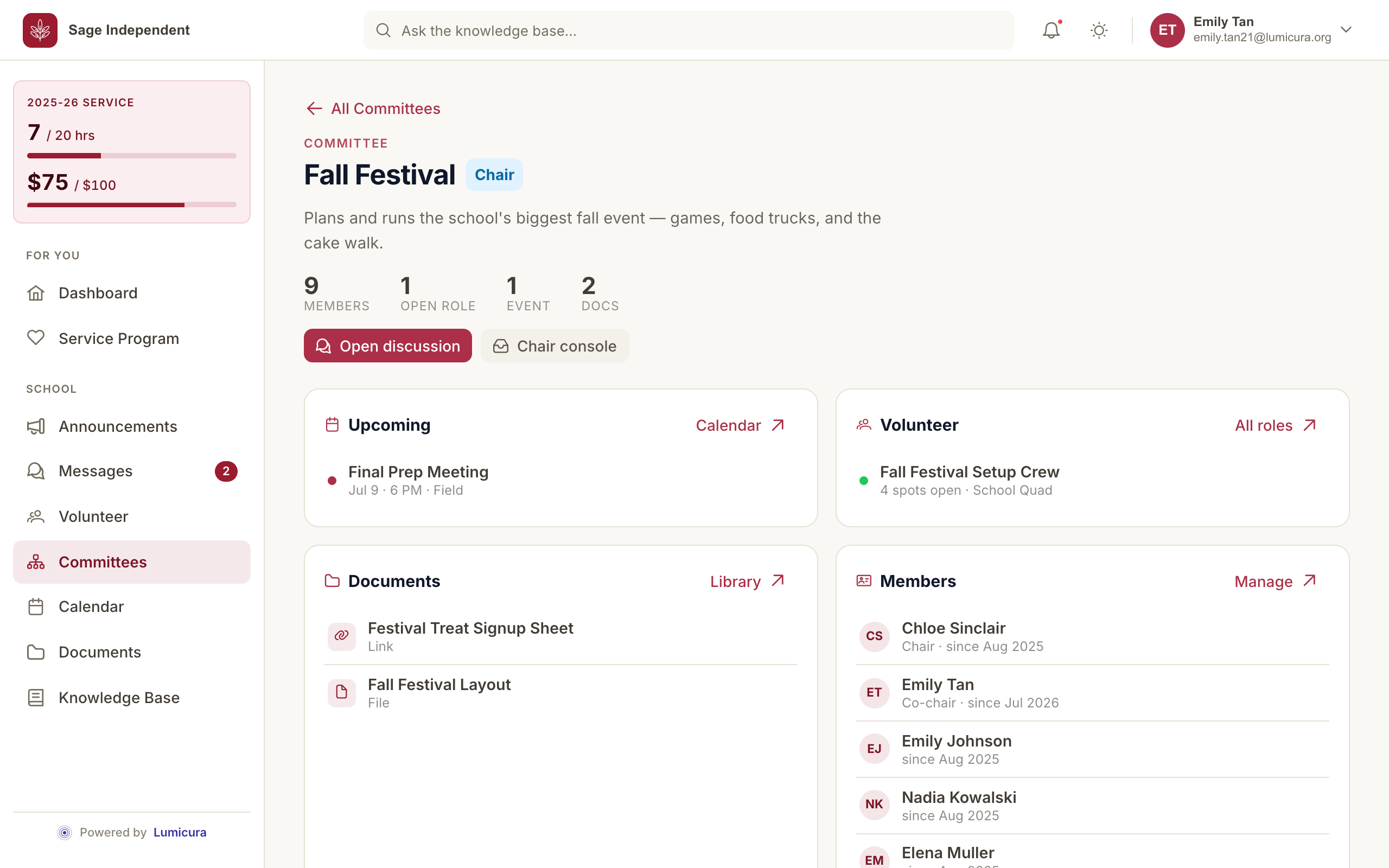 Committees — desktop view